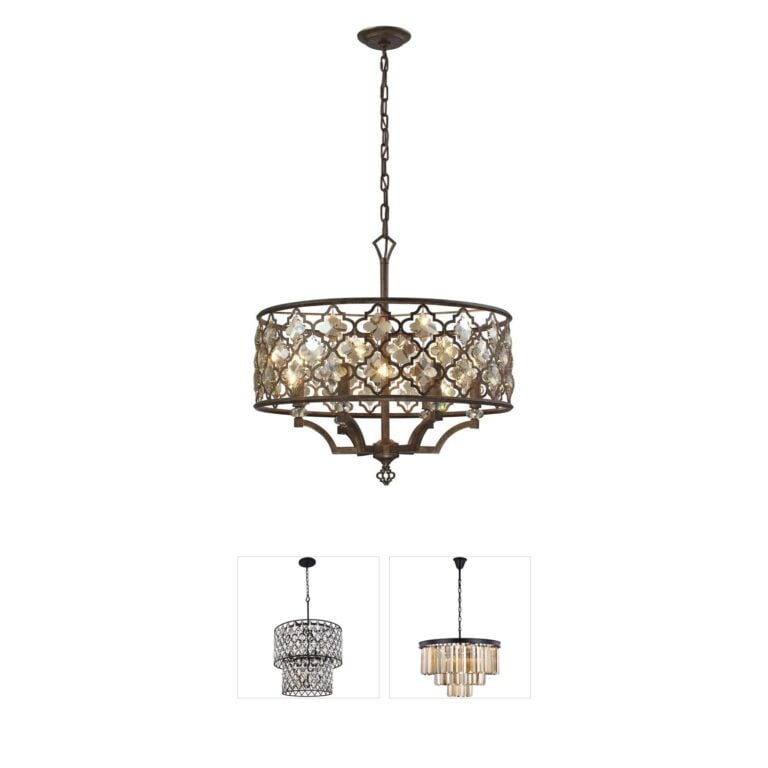 Atlas Lighting & Home Armand 6-Light Weathered Bronze and Crystal Chandelier