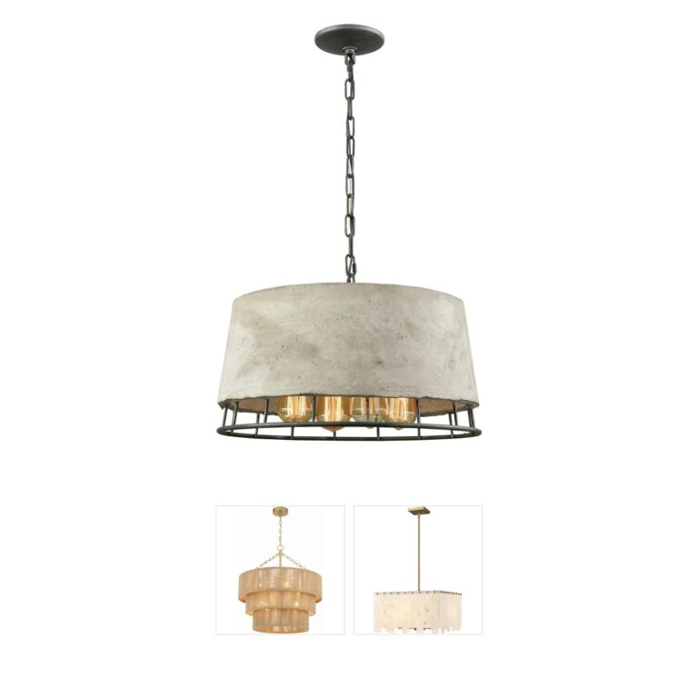 Atlas Lighting & Home Brocca Concrete and Silverdust Iron 4-Light Chandelier