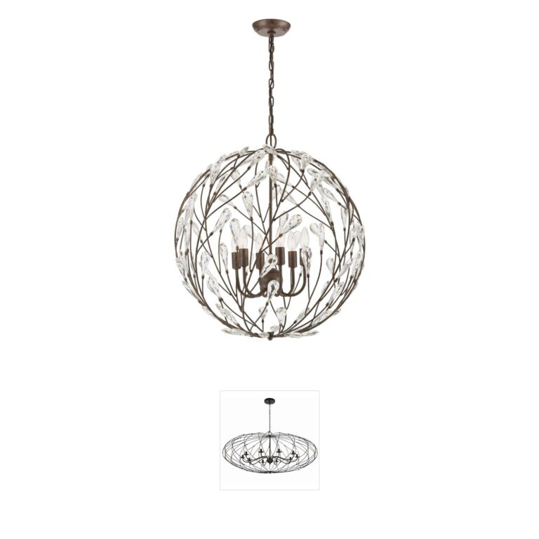 Atlas Lighting & Home Crislett 6-Light Sunglow Bronze Crystal Chandelier