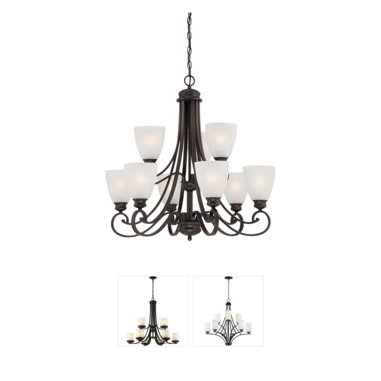 Atlas Lighting & Home Haven Espresso Metal Chandelier with White Glass Shades