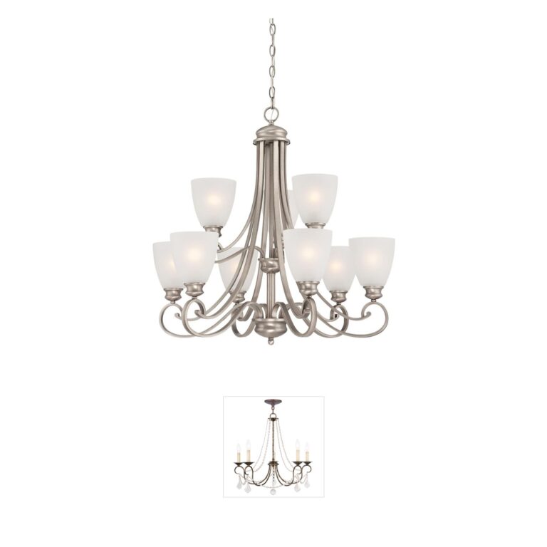 Atlas Lighting & Home Haven 9-Light Metal Chandelier with White Glass