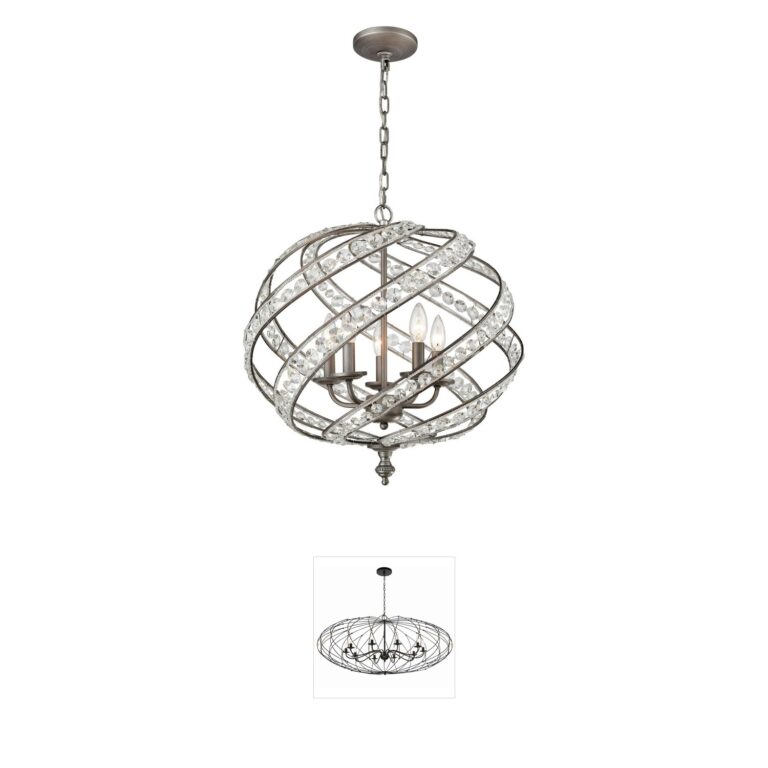 Atlas Lighting & Home Renaissance 5-Light Weathered Zinc and Crystal Chandelier