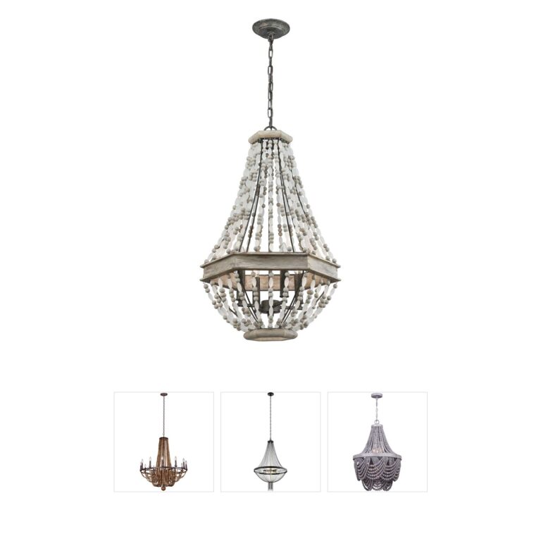 Atlas Lighting & Home Summerton 4-Light Washed Gray Wood and Glass Bead Chandelier