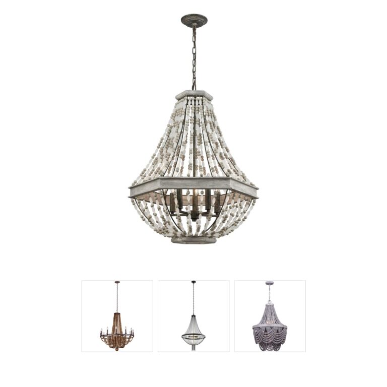 Atlas Lighting & Home Summerton 24" Wood and Glass Bead Chandelier