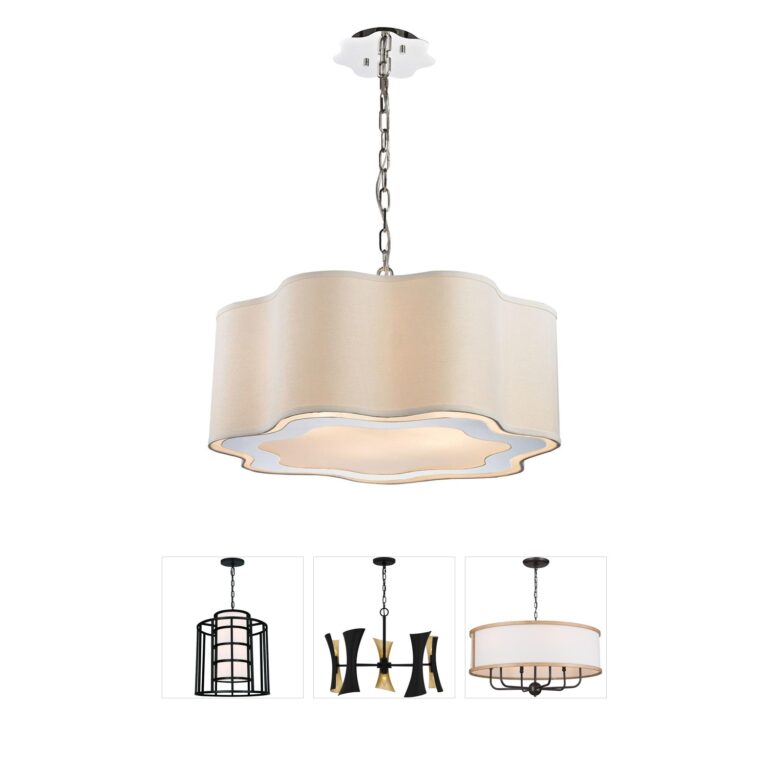 Atlas Lighting & Home Villoy Polished Nickel & Fabric Chandelier