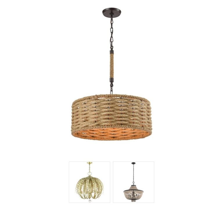 Atlas Lighting & Home Weaverton Natural Rope & Oil Rubbed Bronze Chandelier