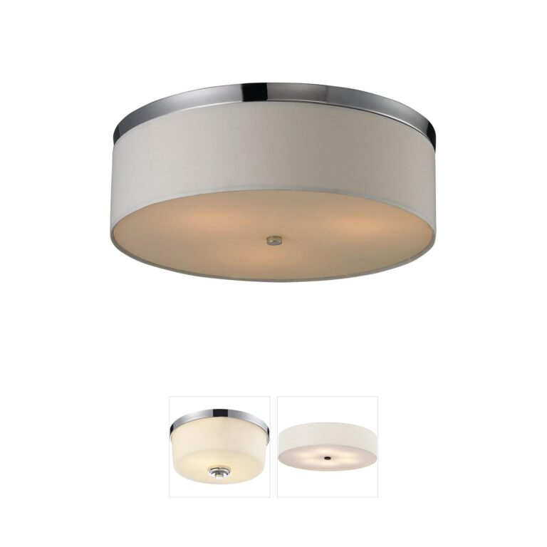 Atlas Lighting & Home Flushmounts Polished Chrome & Glass Ceiling Light
