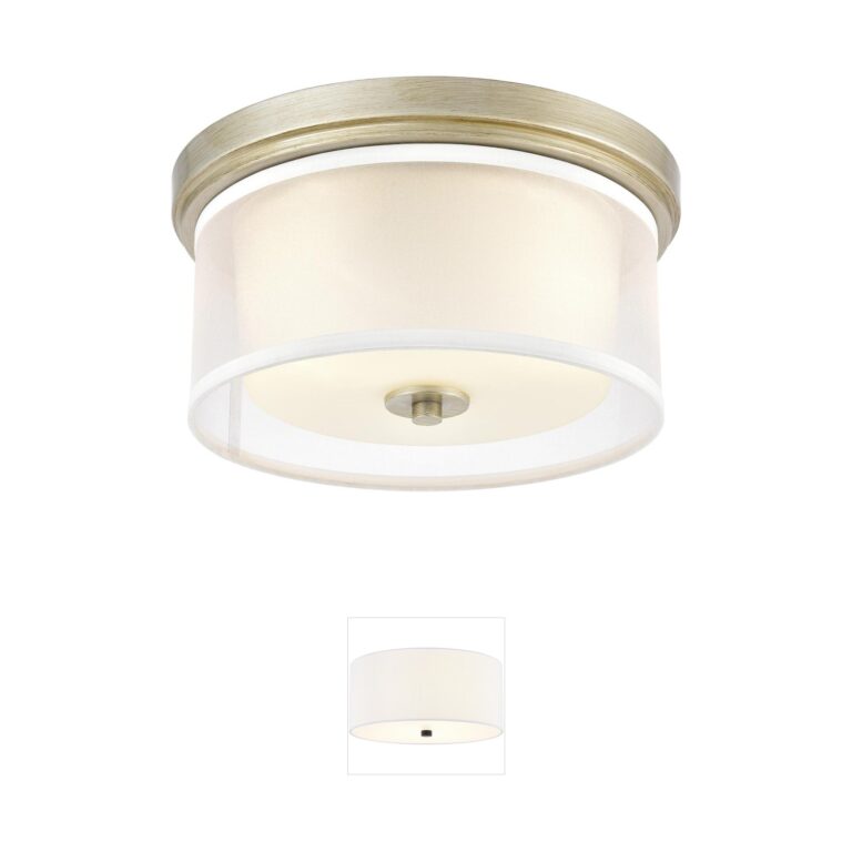 Atlas Lighting & Home Diffusion Aged Silver Flush Mount with Organza & Frosted Glass