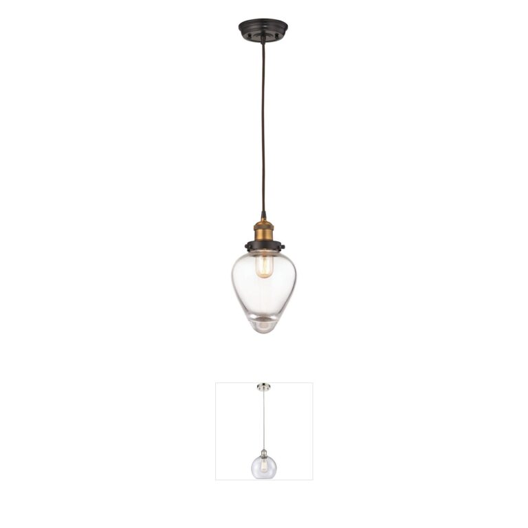 Atlas Lighting & Home Bartram 7-Inch Clear Optic Glass Mini Pendant in Antique Brass