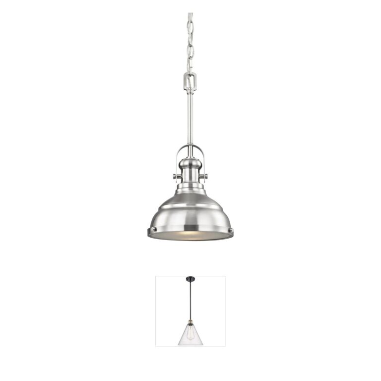 Atlas Lighting & Home Blakesley 8-Inch Brushed Nickel Mini Pendant with Frosted Glass