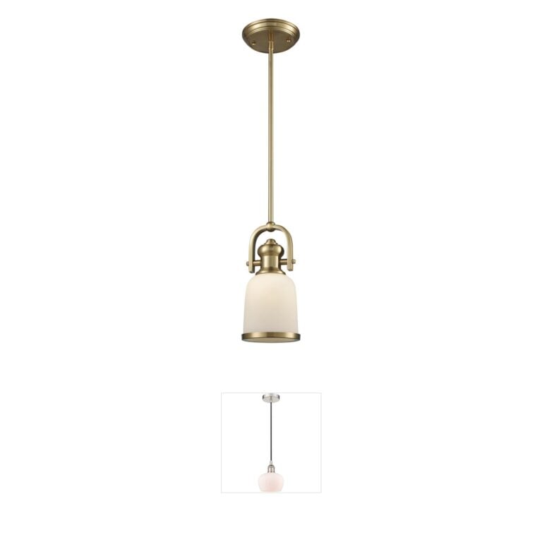 Atlas Lighting & Home Brooksdale Satin Brass Mini Pendant with White Glass