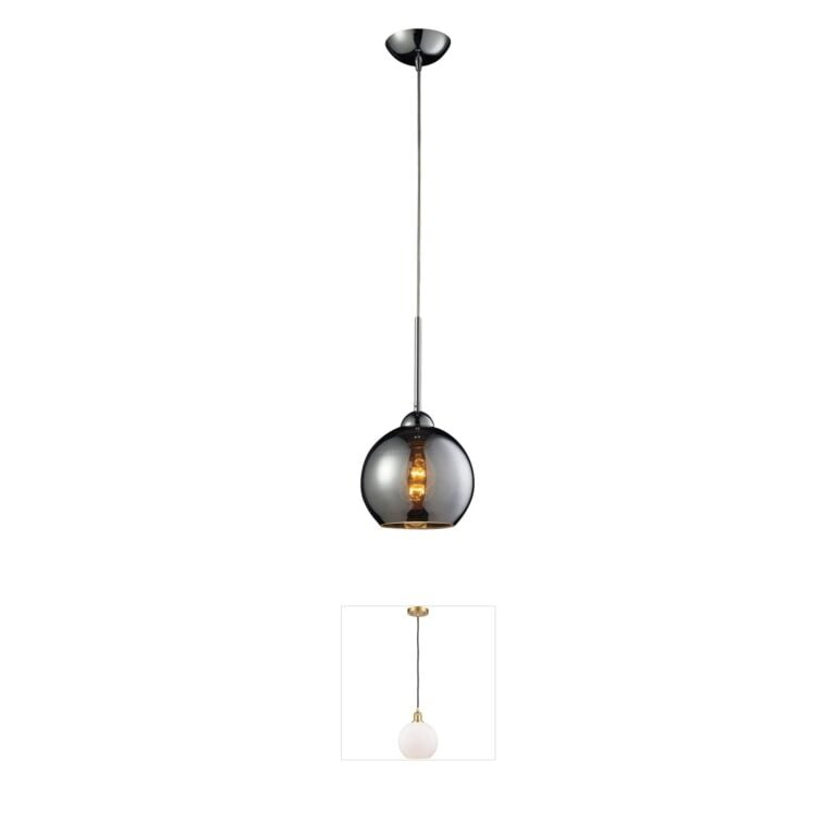 Atlas Lighting & Home Cassandra Black Chrome Glass Mini Pendant