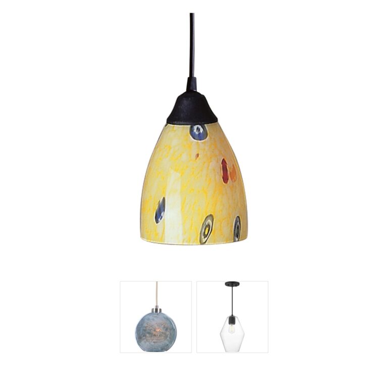 Atlas Lighting & Home Classico Dark Rust Mini Pendant with Yellow Blaze Glass