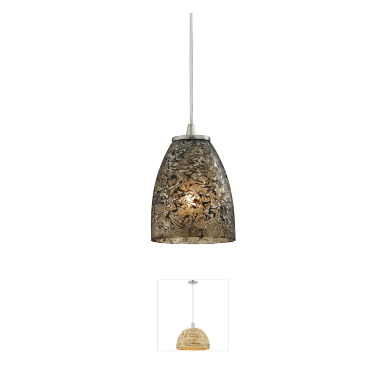 Atlas Lighting & Home Fissure 5-Inch Smoke Glass Mini Pendant in Satin Nickel
