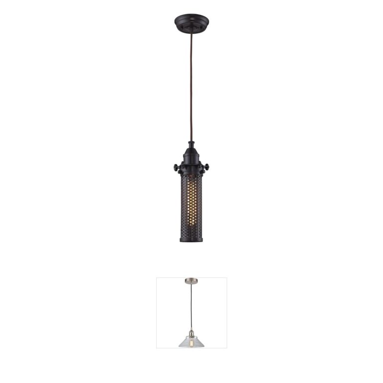 Atlas Lighting & Home Fulton 4-Inch Oil Rubbed Bronze Perforated Metal Mini Pendant