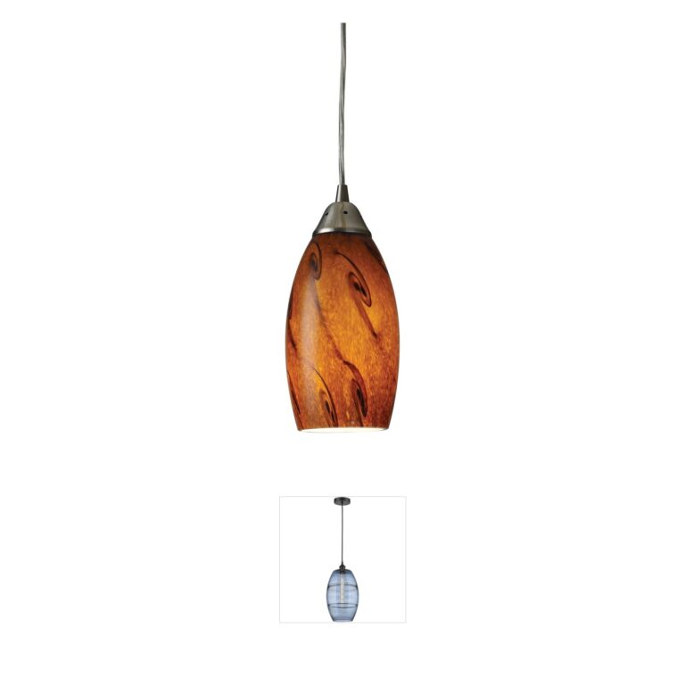 Atlas Lighting & Home Galaxy Satin Nickel and Brown Glass Mini Pendant