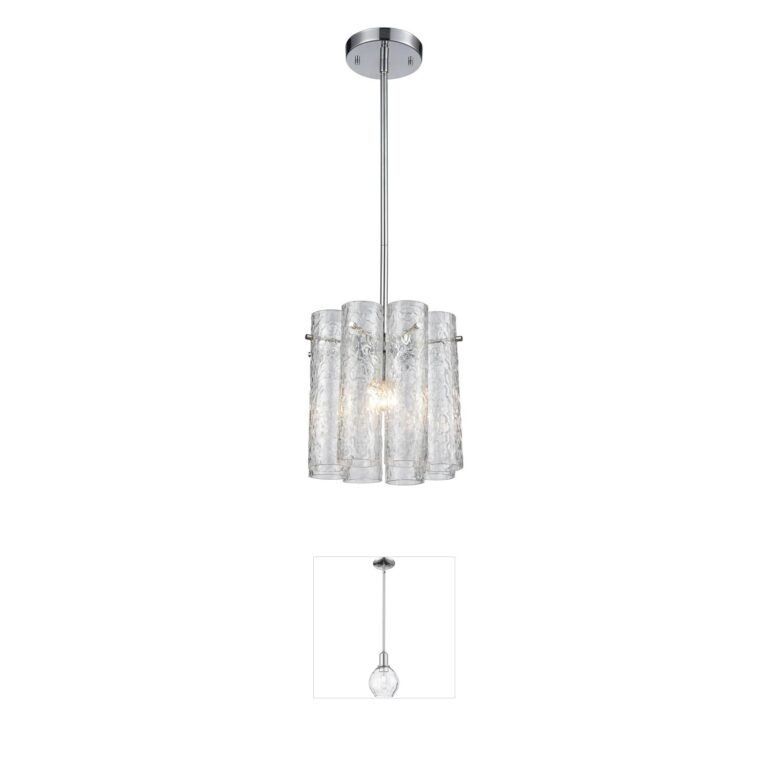 Atlas Lighting & Home Glass Symphony 10-Inch Chrome and Clear Glass Mini Pendant