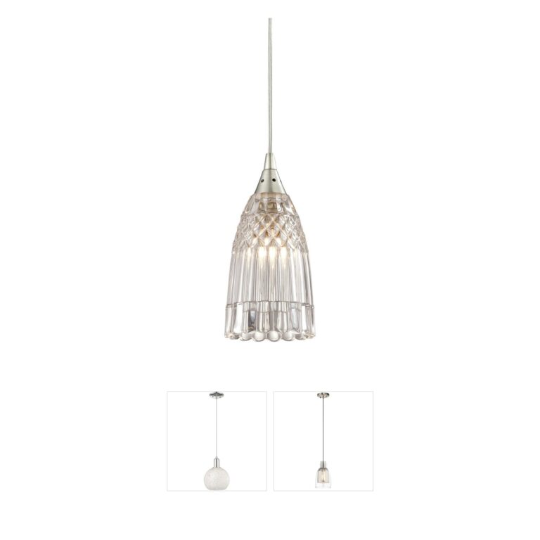 Atlas Lighting & Home Kersey Crystal Cut Glass Mini Pendant in Satin Nickel