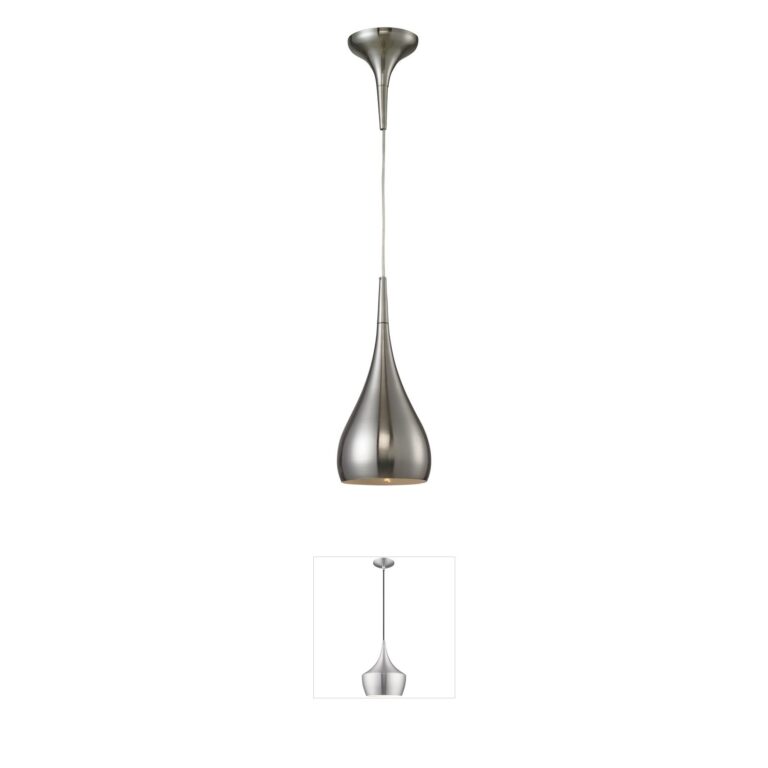 Atlas Lighting & Home Lindsey 6-Inch Satin Nickel Glass Mini Pendant