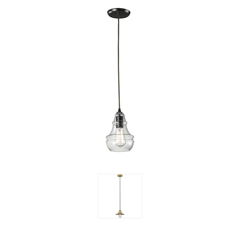 Atlas Lighting & Home Menlow Park Oiled Bronze and Clear Glass Mini Pendant