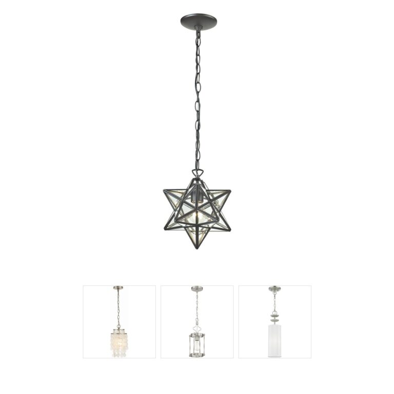Atlas Lighting & Home Moravian Star 12-Inch Clear Glass Mini Pendant in Oil Rubbed Bronze