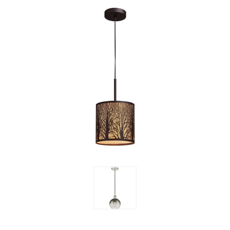 Atlas Lighting & Home Woodland Sunrise Aged Bronze Metal Shade Mini Pendant