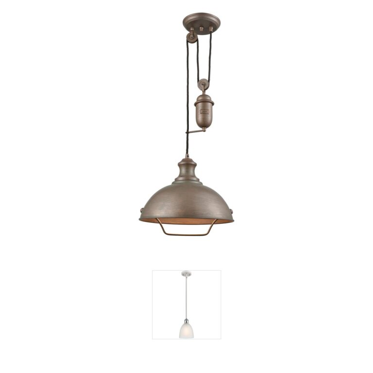 Atlas Lighting & Home Farmhouse 14-Inch Tarnished Brass Metal Pendant
