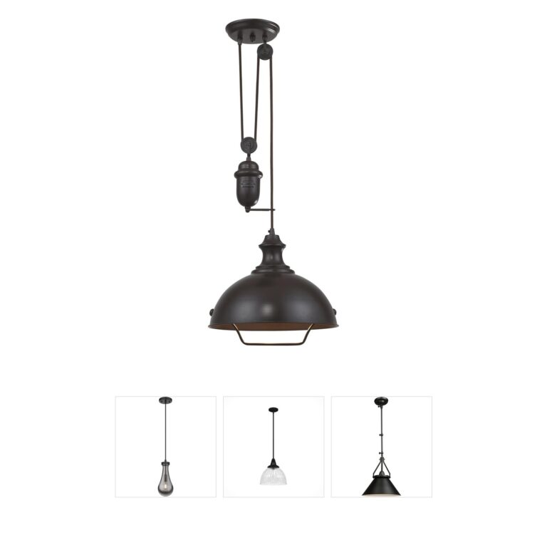 Atlas Lighting & Home Farmhouse 14-Inch Oiled Bronze Metal Pendant