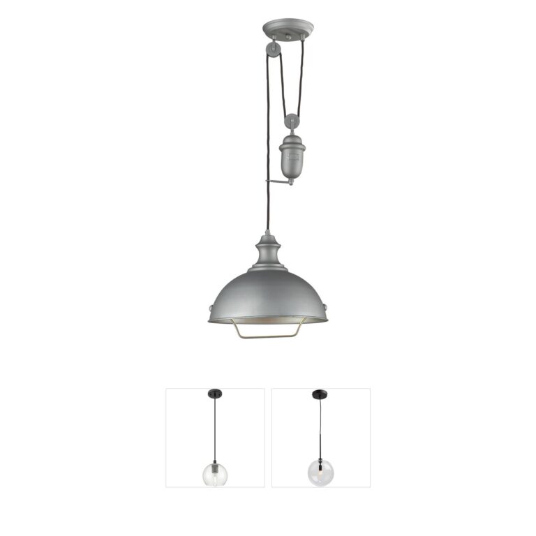 Atlas Lighting & Home Farmhouse 14-Inch Aged Pewter Metal Pendant