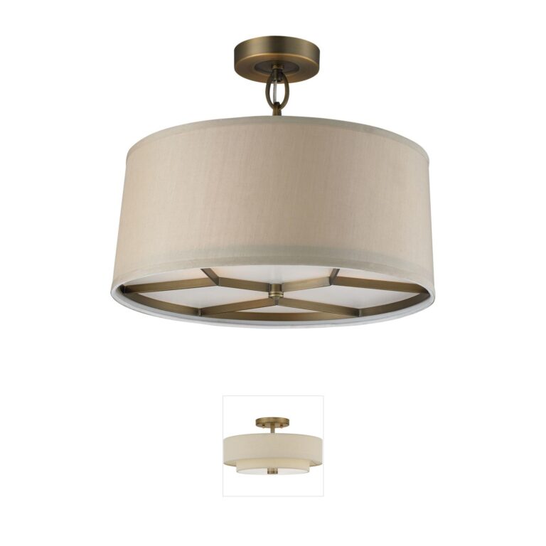 Atlas Lighting & Home Baxter Fabric & Brushed Antique Brass Semi-Flush Mount