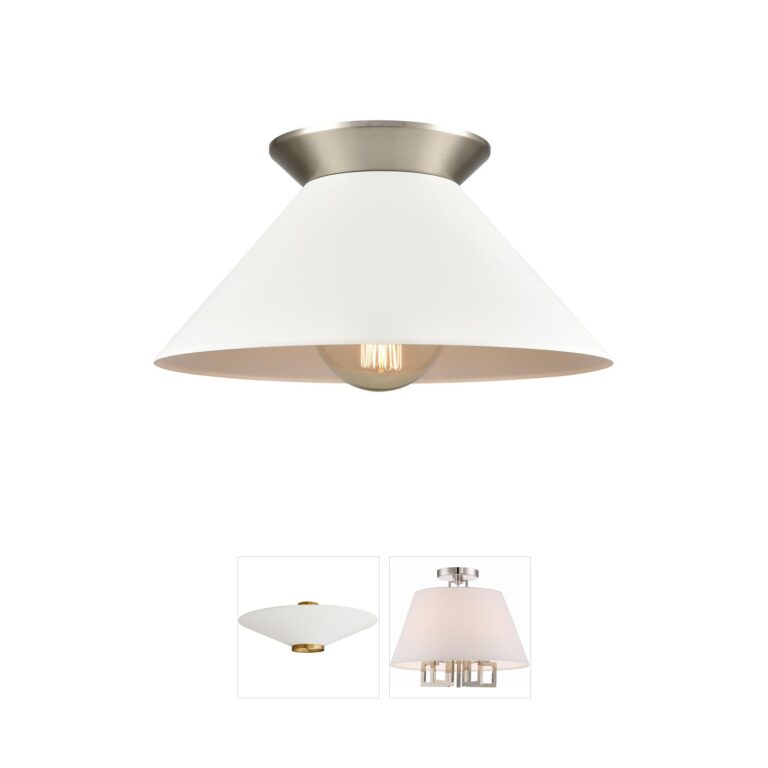 Atlas Lighting & Home Cavendish 16" Brushed Nickel Semi-Flush Mount with Matte White Shade