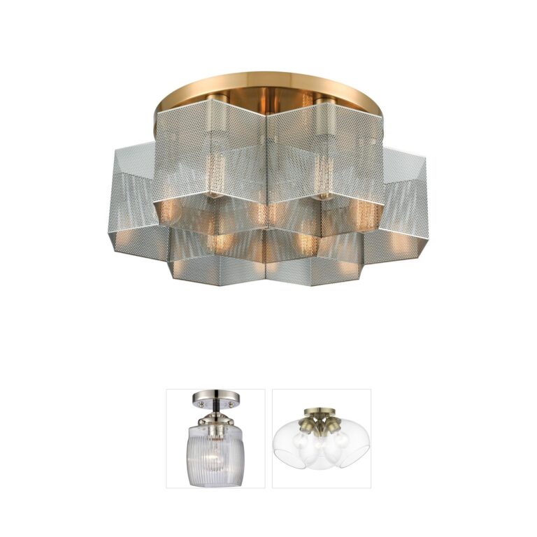 Atlas Lighting & Home Compartir Satin Brass Perforated Semi-Flush Mount