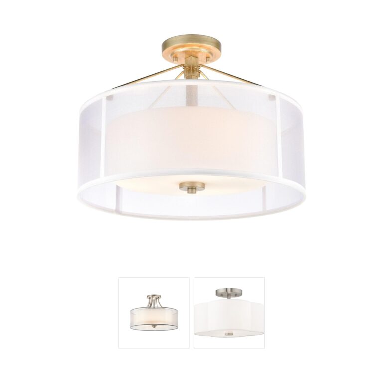 Atlas Lighting & Home Diffusion Aged Silver Organza Semi-Flush Mount