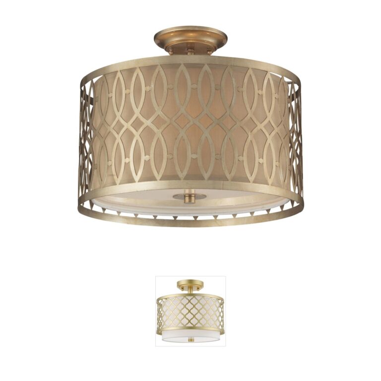 Atlas Lighting & Home Estonia Aged Silver Fabric Semi-Flush Mount