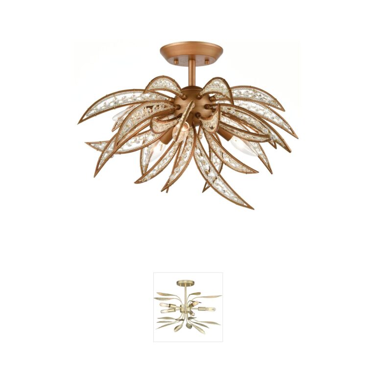 Atlas Lighting & Home Naples 5-Light Matte Gold Crystal Semi-Flush Mount