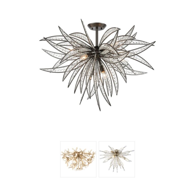 Atlas Lighting & Home Naples 35-Inch 8-Light Oil Rubbed Bronze and Crystal Semi-Flush Mount