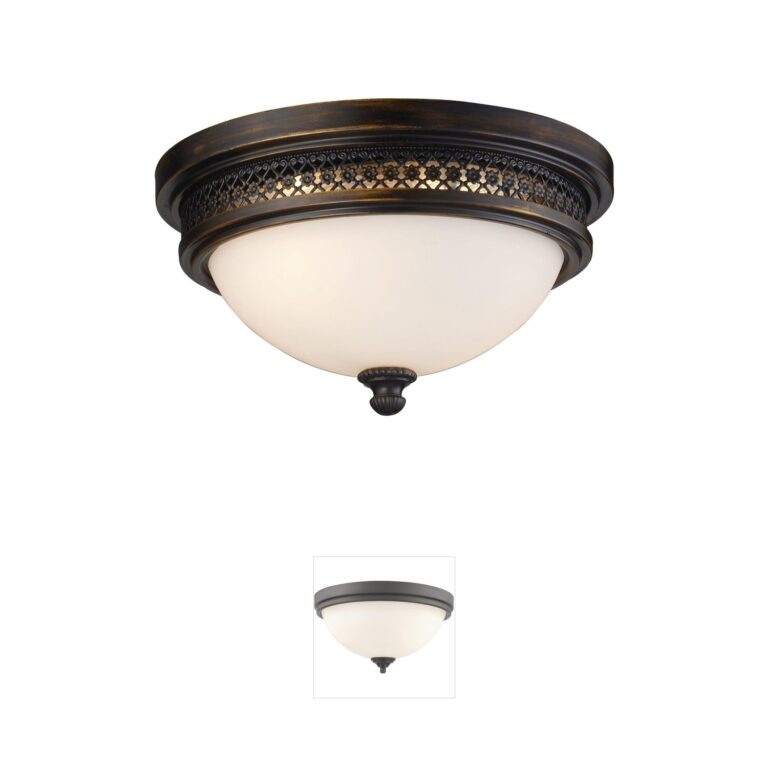 Atlas Lighting & Home Georgia 13-Inch Opal White Glass Flush Mount in Golden Bronze