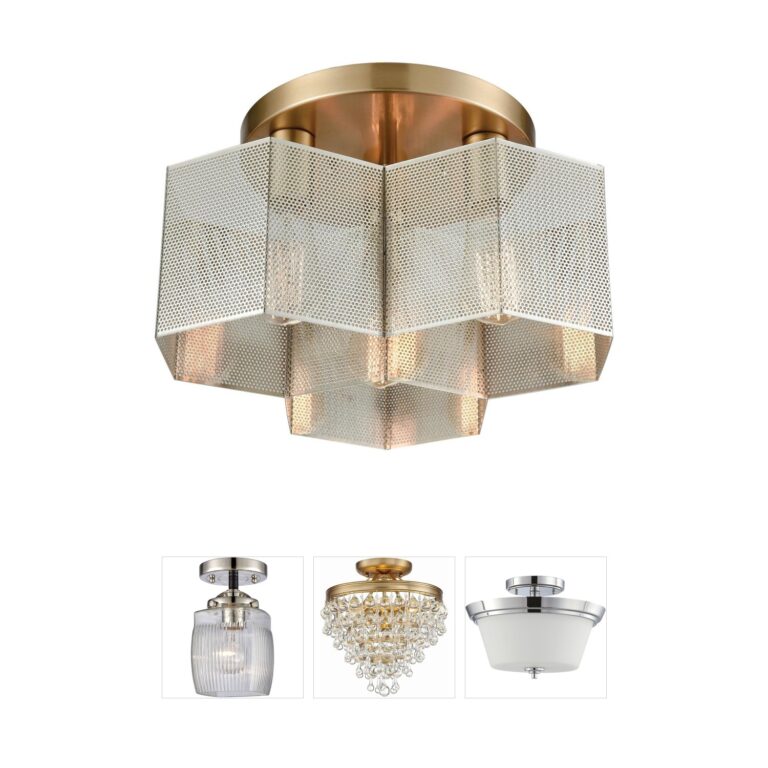 Atlas Lighting & Home Compartir Polished Nickel Perforated Semi-Flush Mount