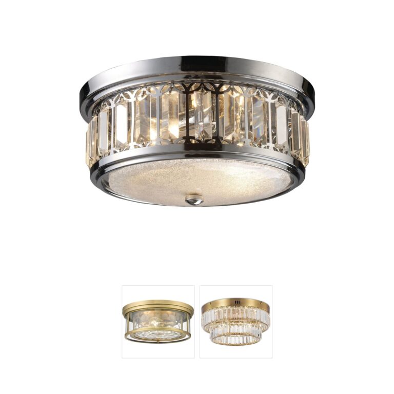 Atlas Lighting & Home Salena 13-Inch Polished Chrome and Crystal Flush Mount