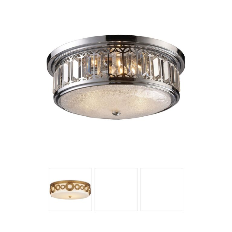 Atlas Lighting & Home Salena 16-Inch Polished Chrome and Crystal Cut Glass Flush Mount