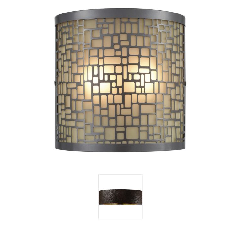 Atlas Lighting & Home Hooper 8-Inch 2-Light Oil Rubbed Bronze Outdoor Wall Sconce with Amber Glass