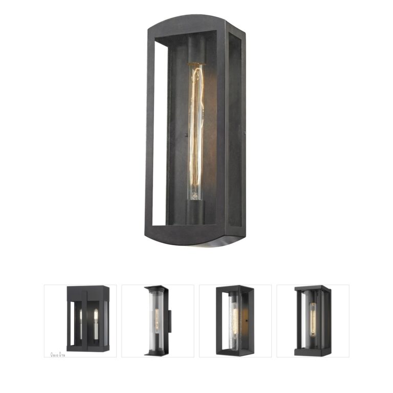 Atlas Lighting & Home Trenton 17-Inch Blackened Bronze Outdoor Wall Sconce with Clear Glass