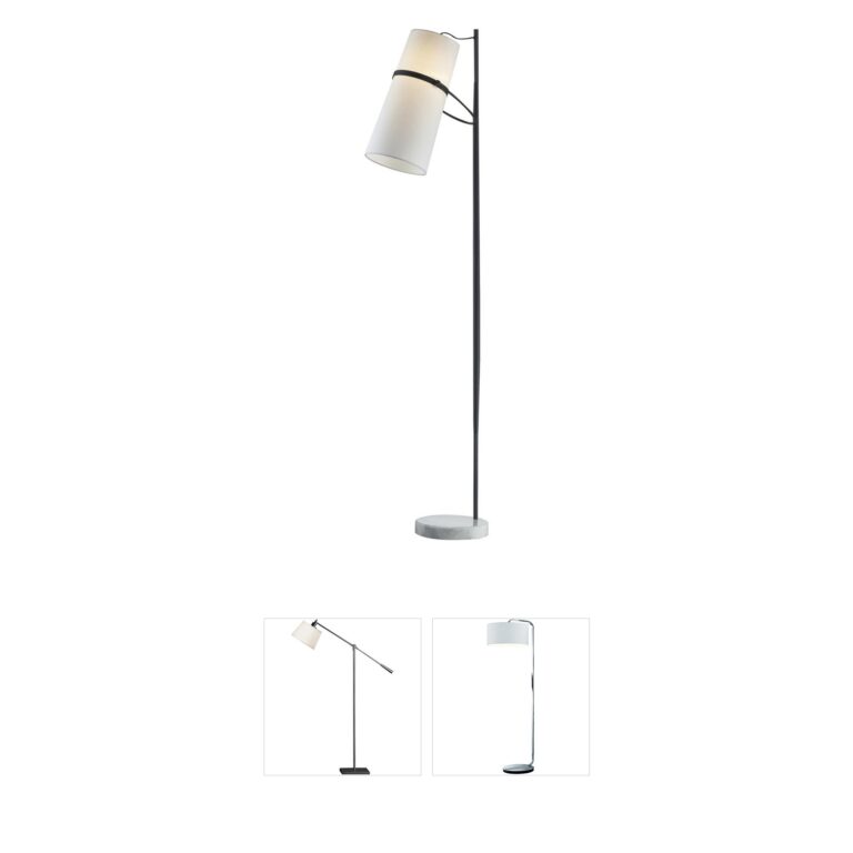 Atlas Lighting & Home Banded Shade Matte Black Steel Floor Lamp