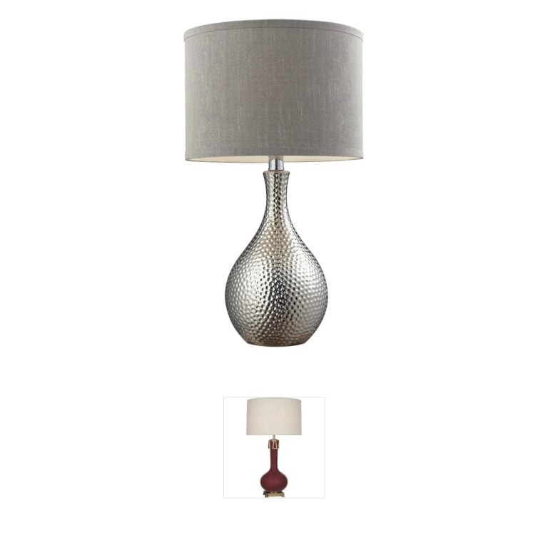 Atlas Lighting & Home Hammered Chrome Ceramic Table Lamp