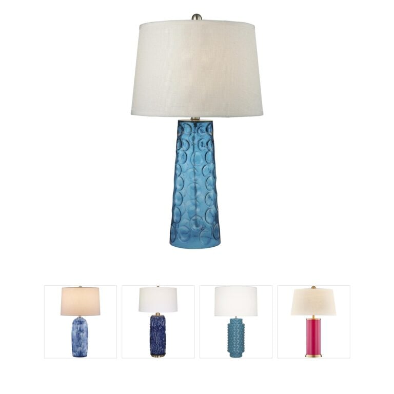 Atlas Lighting & Home Hammered Glass 27-Inch Blue Table Lamp
