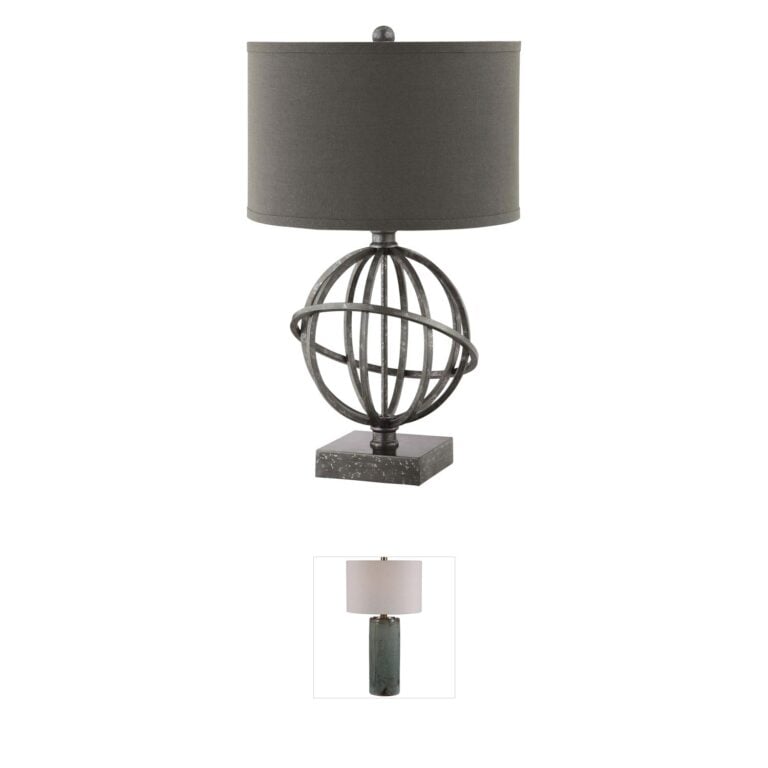Atlas Lighting & Home Lichfield Pewter Table Lamp with Faux Silk Shade