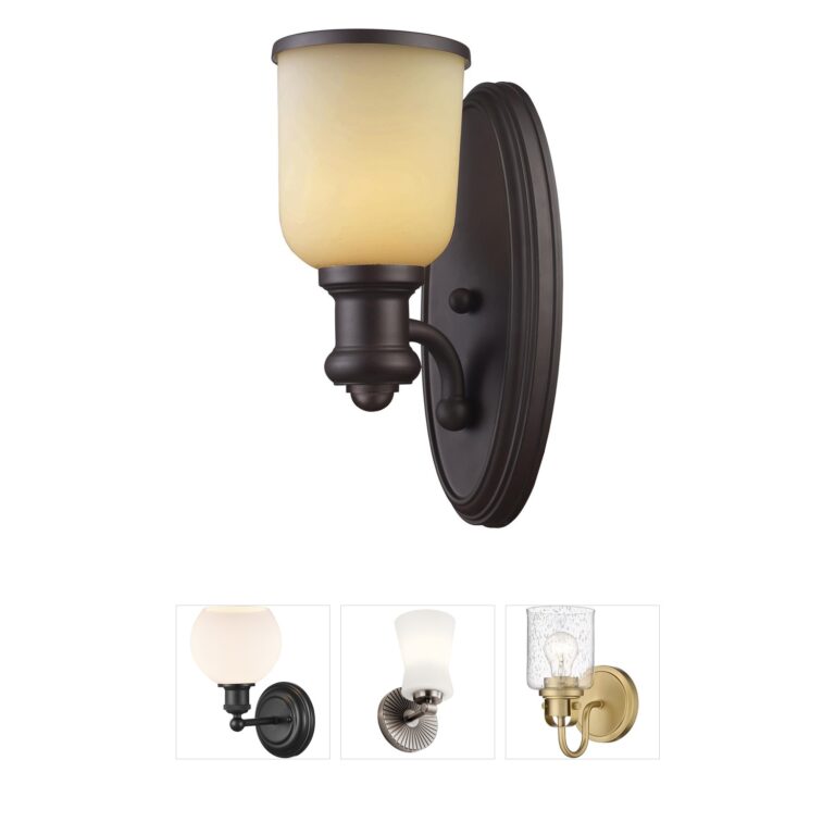 Atlas Lighting & Home Brooksdale 13-Inch Amber Glass Wall Sconce in Oil Rubbed Bronze