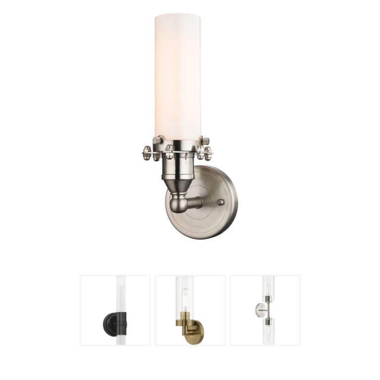 Atlas Lighting & Home Fulton Satin Nickel and White Glass Wall Sconce