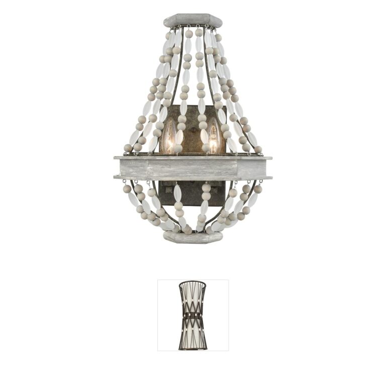 Atlas Lighting & Home Summerton Washed Gray Wood & Glass Bead Wall Sconce