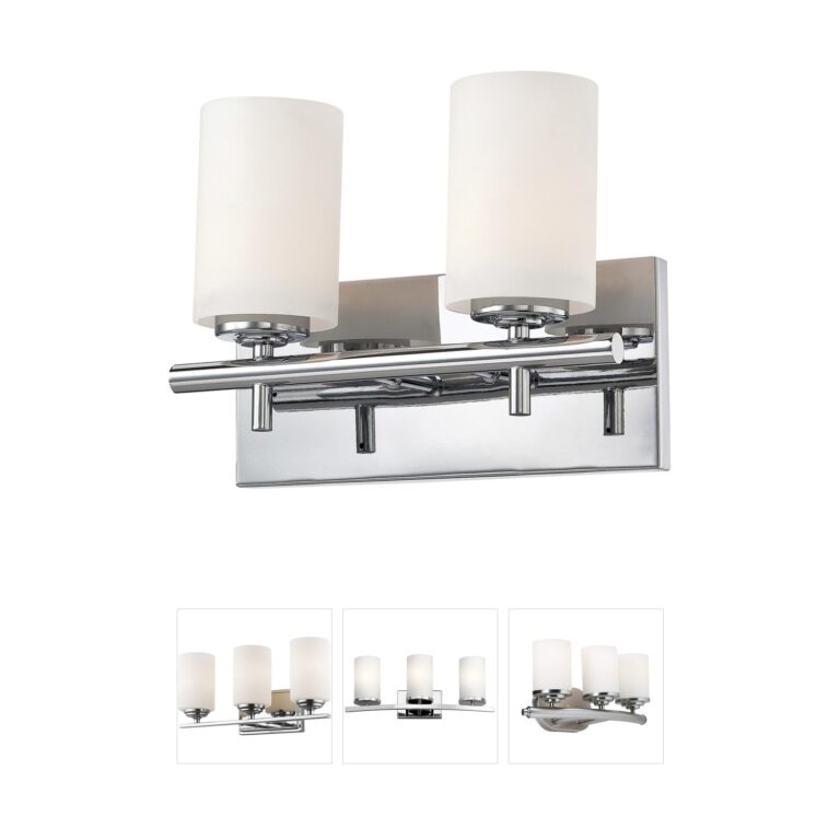 Atlas Lighting & Home Barro 2-Light Chrome Steel Vanity Sconce with Opal Glass